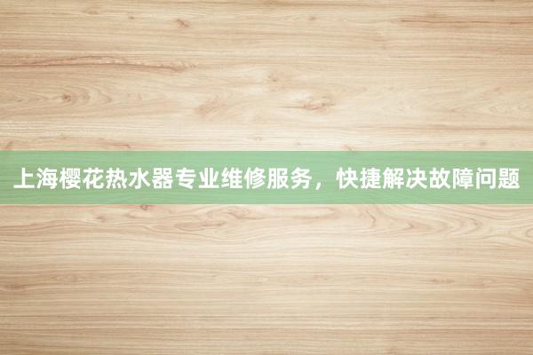 上海樱花热水器专业维修服务，快捷解决故障问题